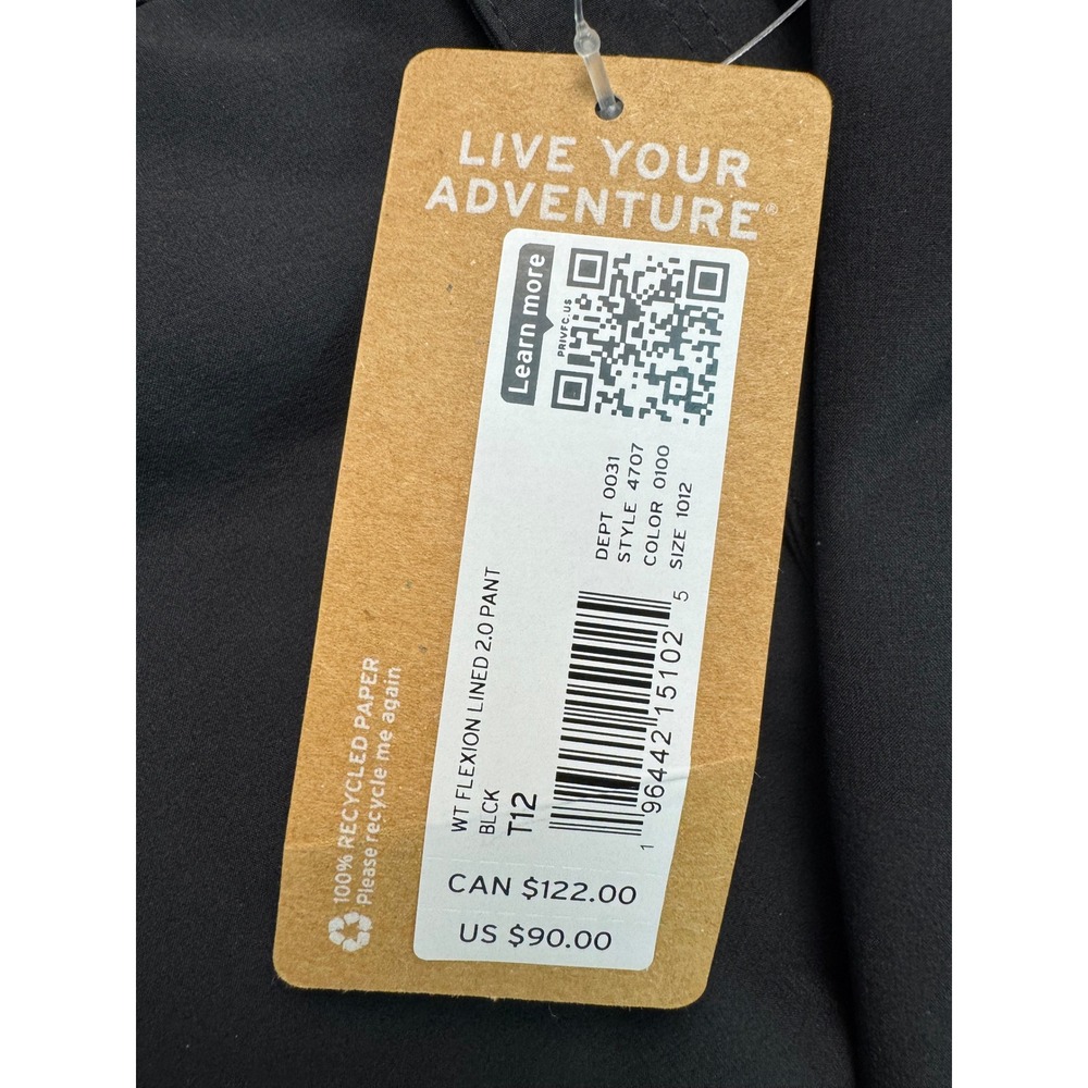 Eddie Bauer WT Flexion Lined 2.0 Pant Womens 12T Black Straight Leg Mid Rise NWT - Picture 3 of 16